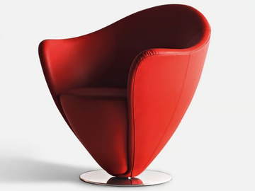 MON PETIT COEUR - Swivel upholstered leather armchair by La Cividina - view 2